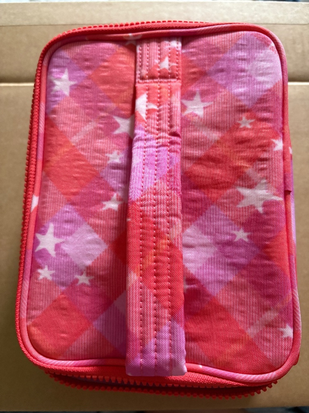ULTRA RARE PINK STAR PLAID SMALL COSMETICS CASE NWOT